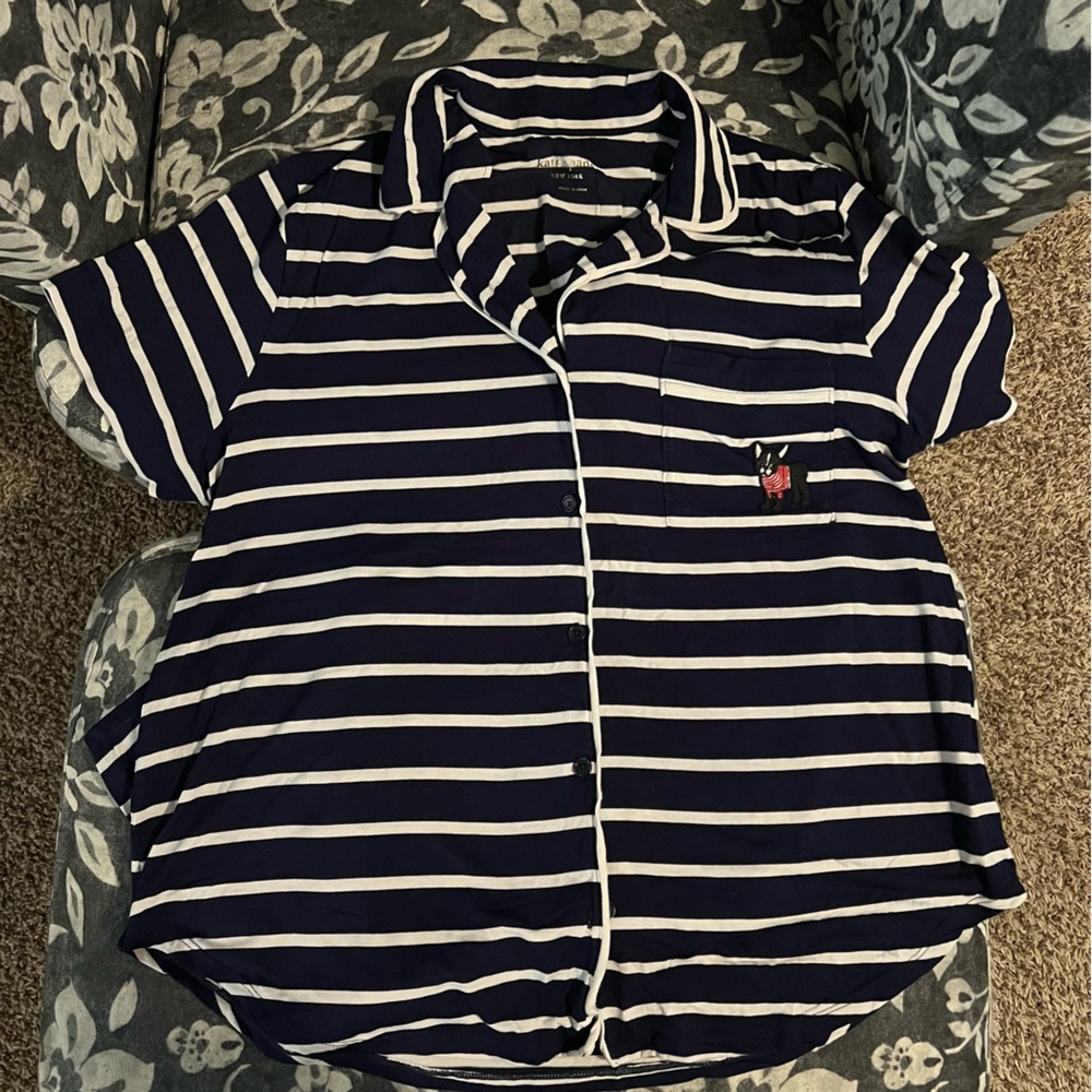 Kate spade cropped pant PJ set - striped with Boston terrier